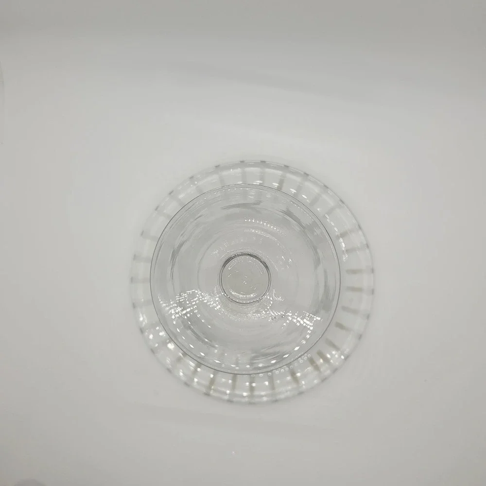 Vintage Etched Glass Footed Bowl Floral Butterfly Frosted Striped Rim Compote‎